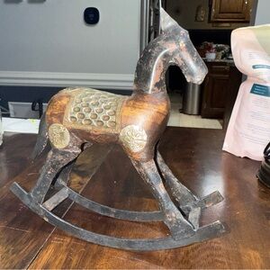 Vintage Wooden Rocking Horse Decor Funky and Primitive